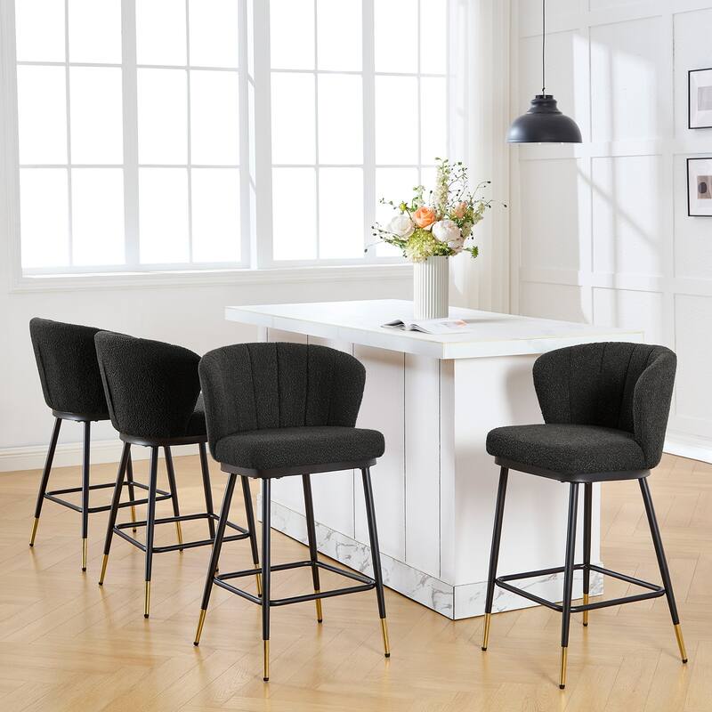 26" Boucle Fabric Counter Height Bar Stools, Set of 2/3/4 - 35.83"H x 22"W x 20.28"D