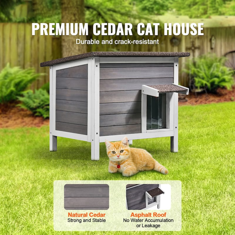 Outdoor Cat House Weatherproof, Feral Cat Shelter for Multiple Cats, Outdoor Wooden Cat Rabbit House