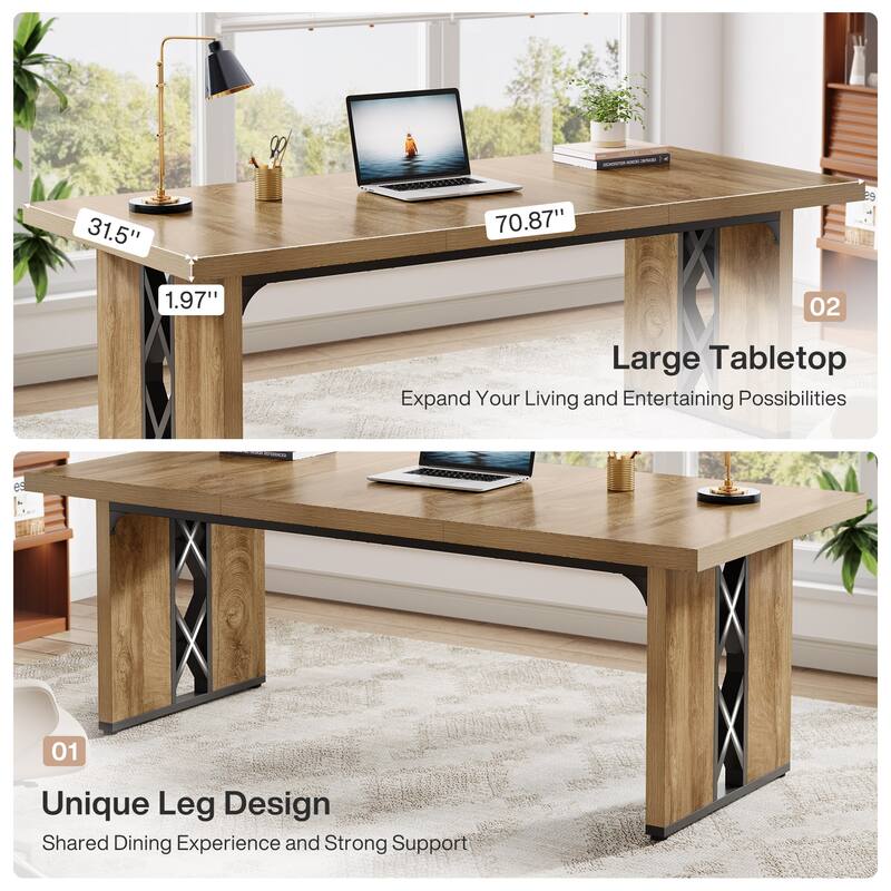 71" Modern Executive Desk, Large Home Office Desk Computer Writing Table Workstation