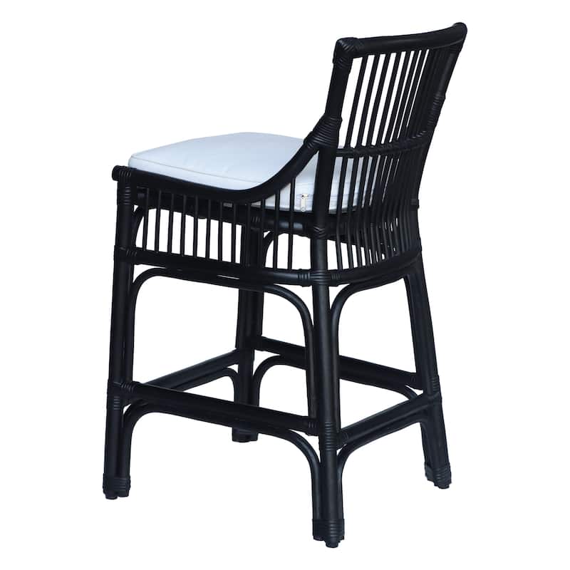 Emily Rattan Counter Stool with Cotton Cushion by East at Main