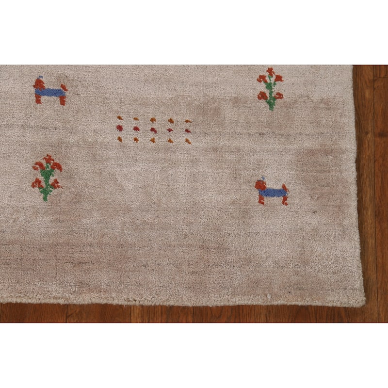 Modern Gabbeh Indian Foyer Rug Handmade Silk Carpet - 2'10"x 4'11"