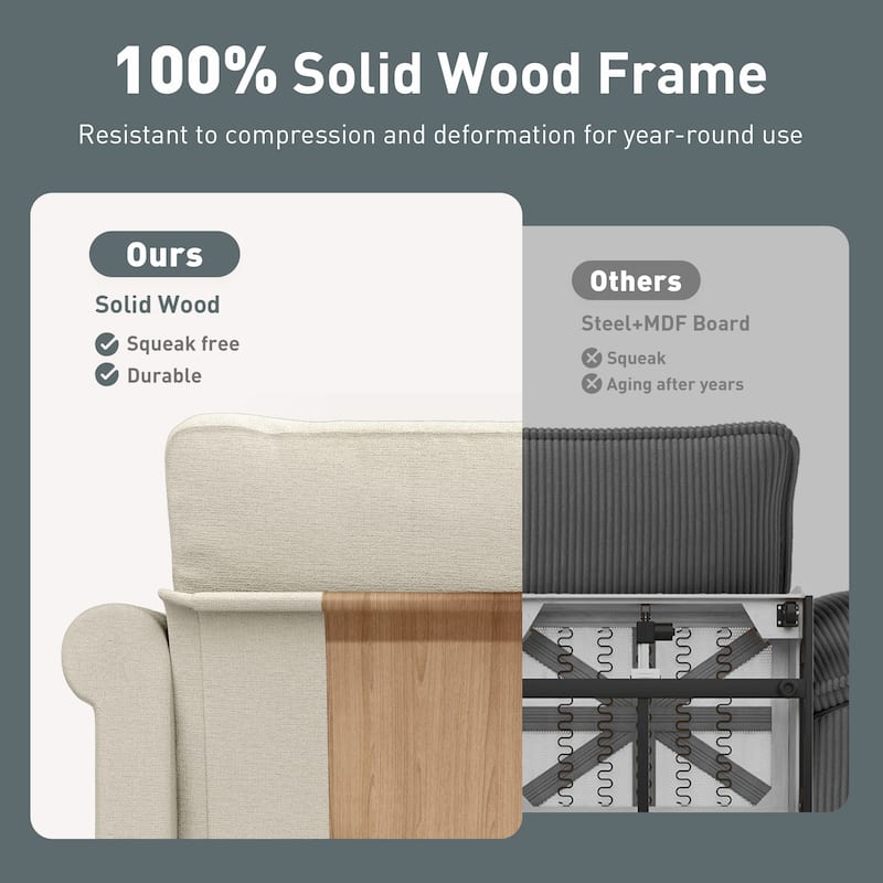 MAISON ARTS Mid-Century Modern Oversized Modular Sectional Couch Set with Ottoman, Cloud Sofa with Throw Pillows for Living Room