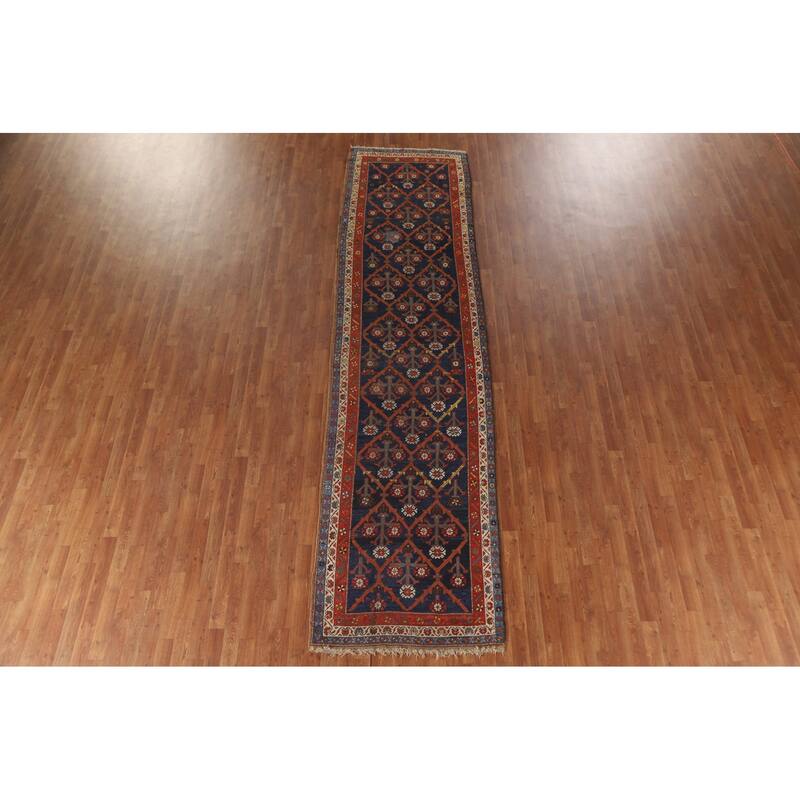 Antique Heriz Bakhshayesh Persian Runner Rug Handmade Wool Carpet - 3'5"x 13'2"