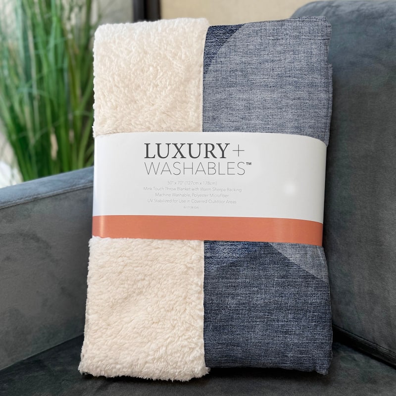 Premium Machine Washable Casual Contemporary Sherpa Throw Blanket