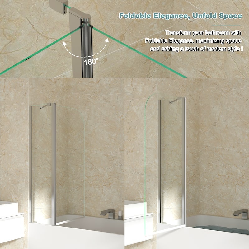 Hinged Swing Pivot Tub Door in Matte Black with Clear Tempered Glass