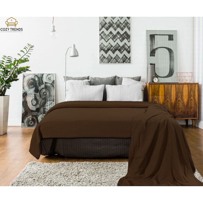 100% Cotton Woven Basket Weave Thermal Bed Blanket Breathable Super Soft Layering All Season Light Weight for Home Decoration
