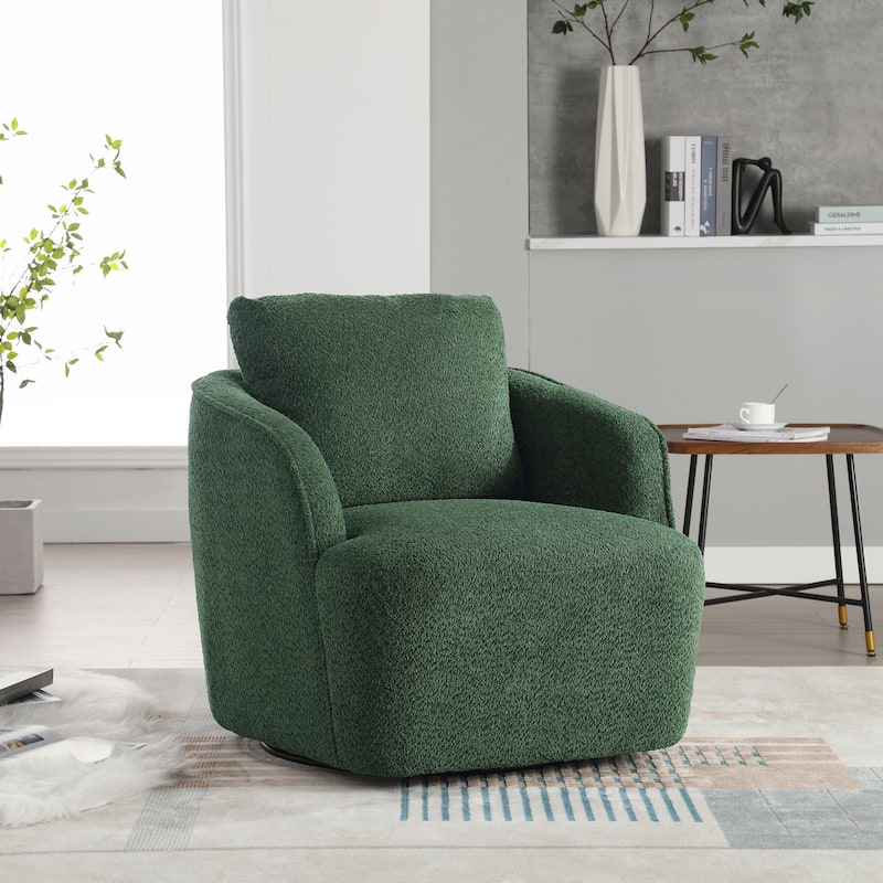 Upholstered Swivel Accent Barrel Chair and Comfy Round Accent Single Sofa Chair