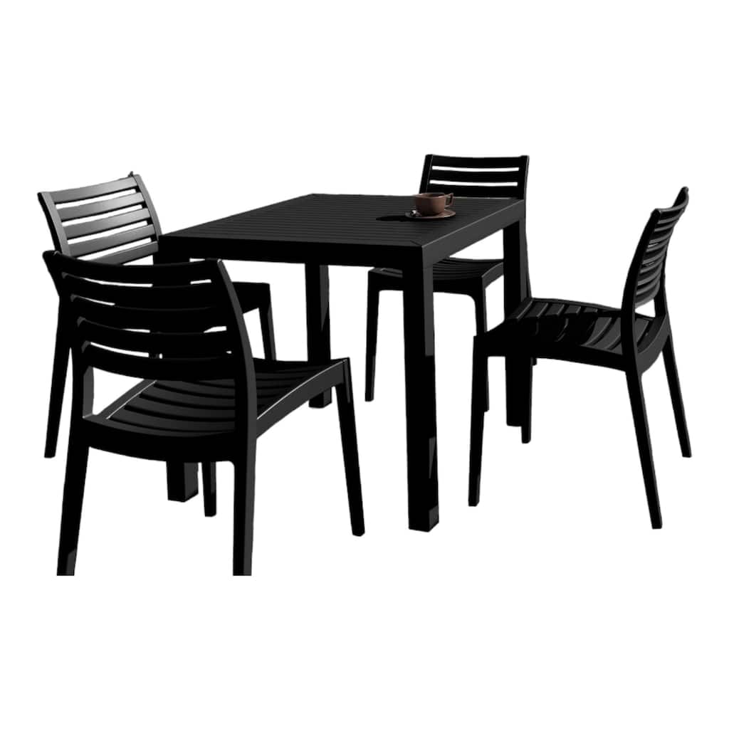 5-Piece Black Stackable Square Outdoor Patio Dining Set 33"