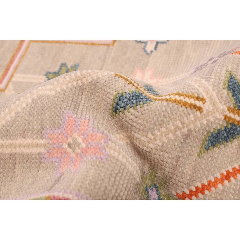 ECARPETGALLERY Hand-knotted Modern Oushak Light Grey Wool Rug - 8'10 x 11'9