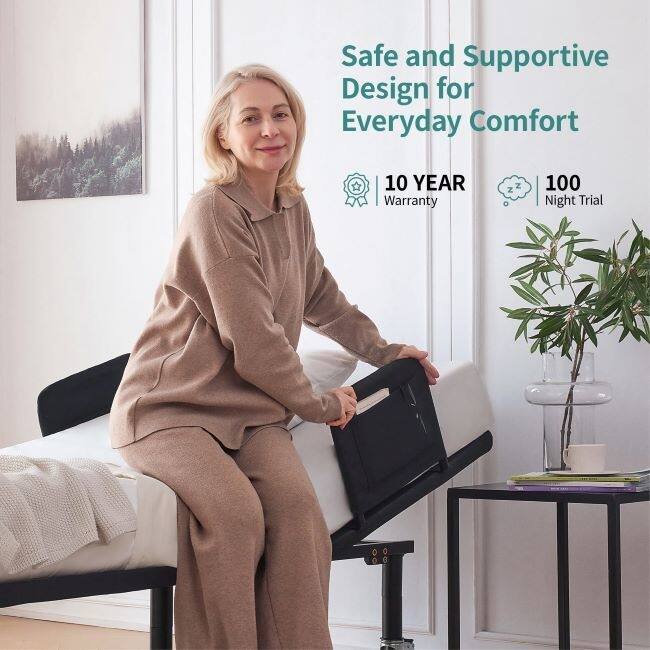 FlexCare Adjustable Bed Frame & 6" Mattress – Zero Gravity Bed with Side Rails