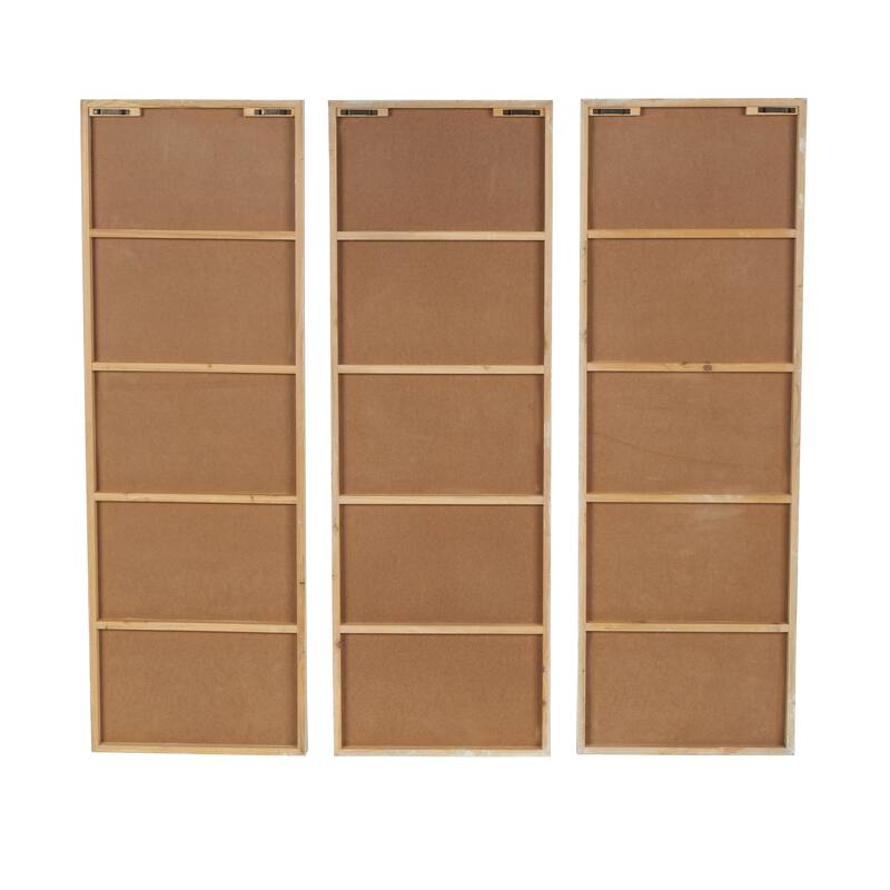 Wood Leaf Dimensional Relief Home Wall Decor with Sandstone Texture - Set of 3 Cream - Roche River Decor