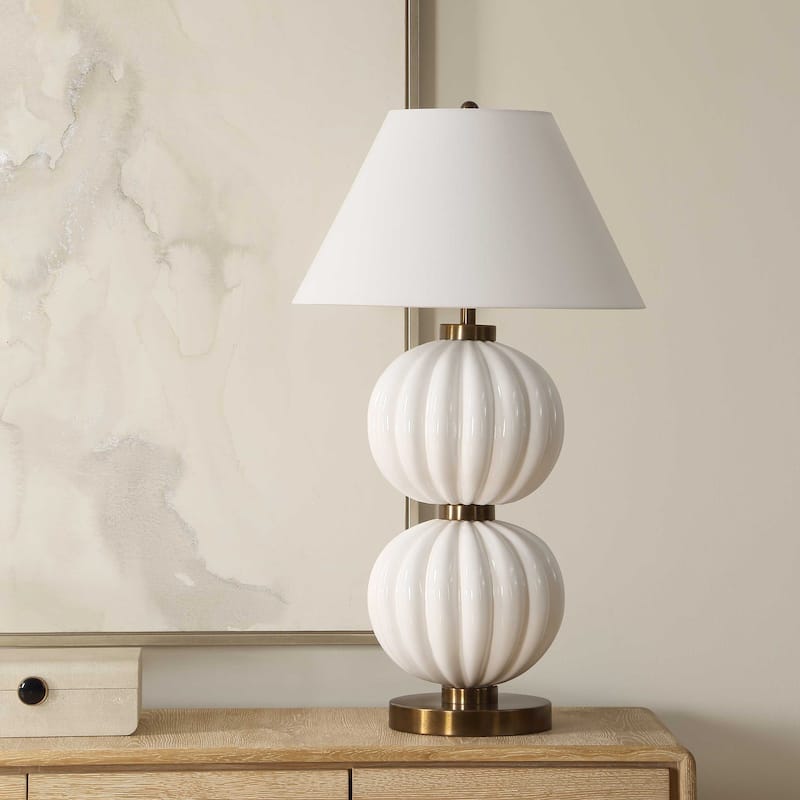 Uttermost Irena White Sphere Table Lamp - 22.00" W x 38.50" H x 22.00" D