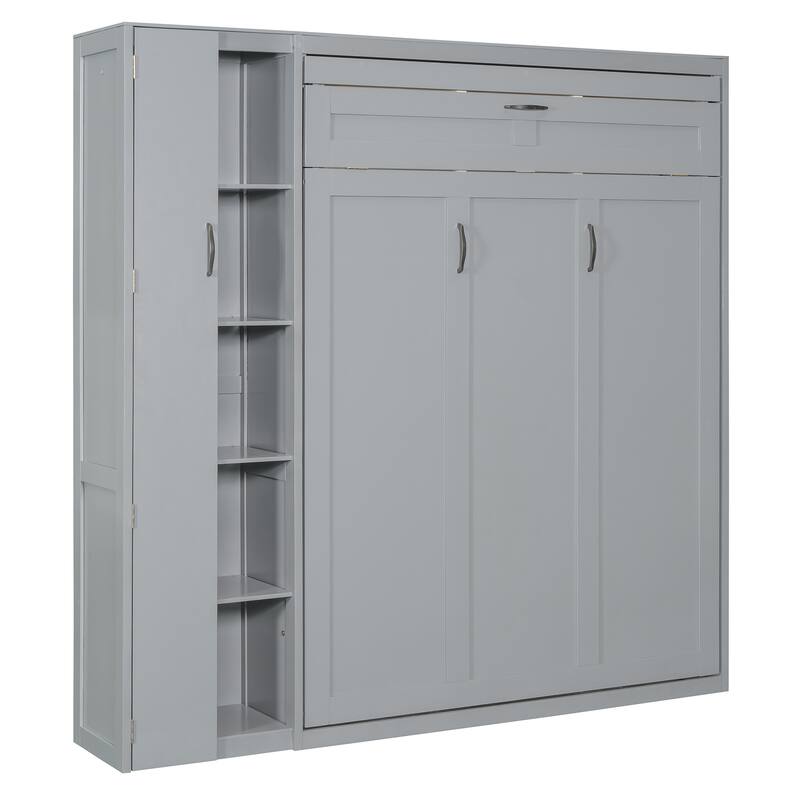 Full Size Smart Murphy Bed Space Saving with LED Lighting And Storage