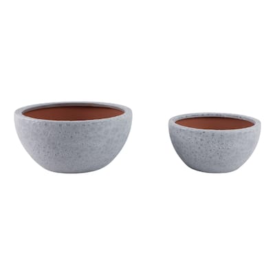 Pottery Bowl Planters Round Design Decorative Bowl Style (Set of 2)