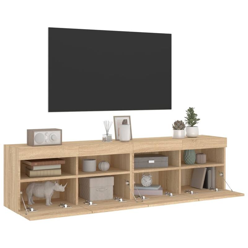 vidaXL TV Wall Stand with LED Lights Console Entertainment Center Living Room - 31.5" x 11.8" x 15.7"