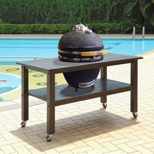 Duluth Forge 21 Inch Kamado Grill With Table - Antique Grey - 21