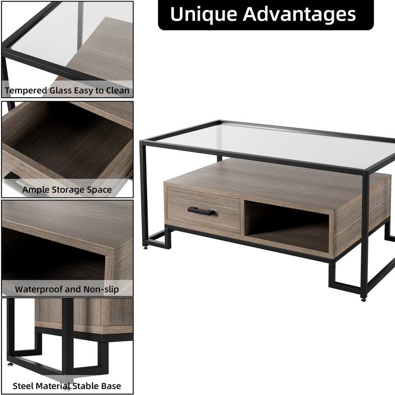 Raised bottom coffee table