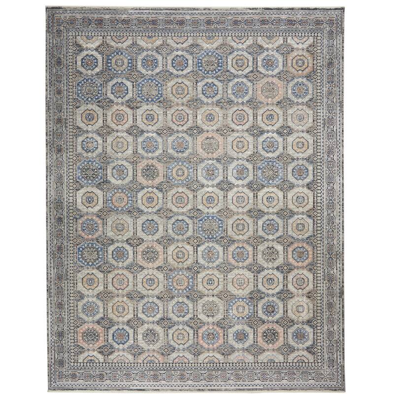 Nourison Starry Nights Bordered Area Rug - 9' 10" x 12' 6" - Grey/Navy - Rectangle