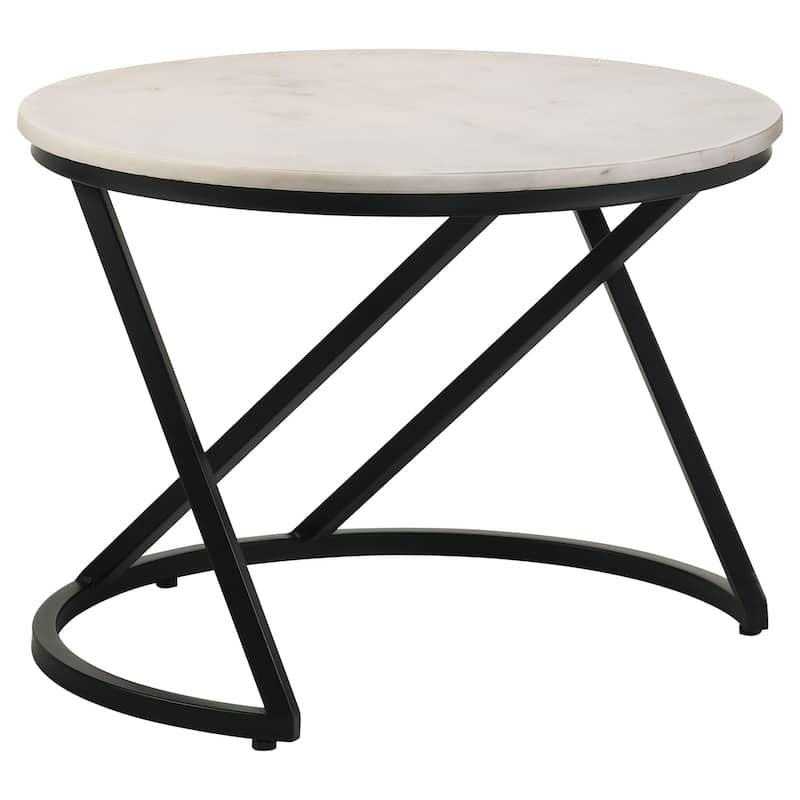 Miguel Round Marble Top Coffee Table White Marble