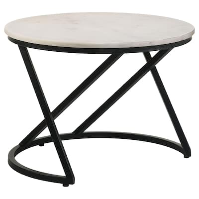 Miguel Round Marble Top Coffee Table White Marble