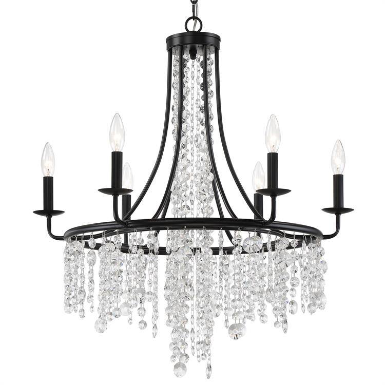 Gabrielle 6 Light Matte Black Chandelier - 28'' W x 30'' H - 28'' W x 30'' H