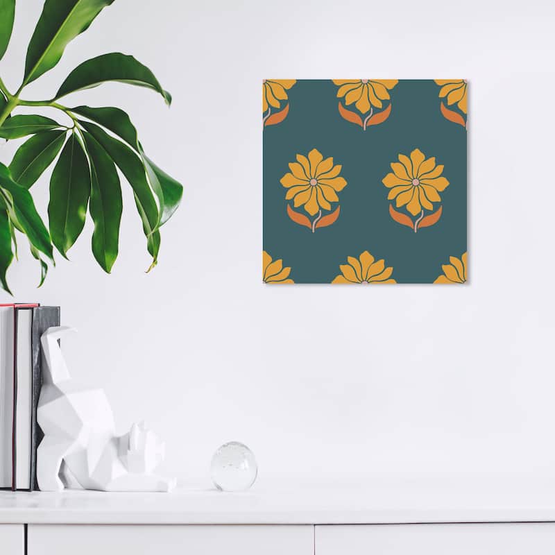 Wynwood Studio Canvas Abstract Counting Flowers II Blue and Dark Blue Modern & Contemporary Wall Art Canvas Print - 12 x 12