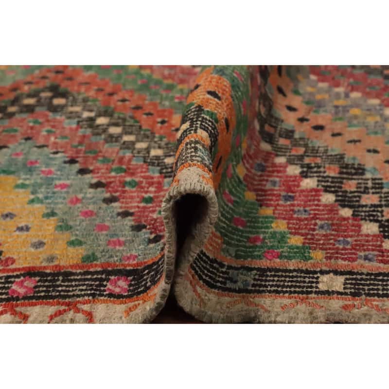 Hand Woven Oriental 100% Wool Carpet Southwestern Tribal Multi-Colored Kilim Area Rug - 9' 2'' X 5' 8''