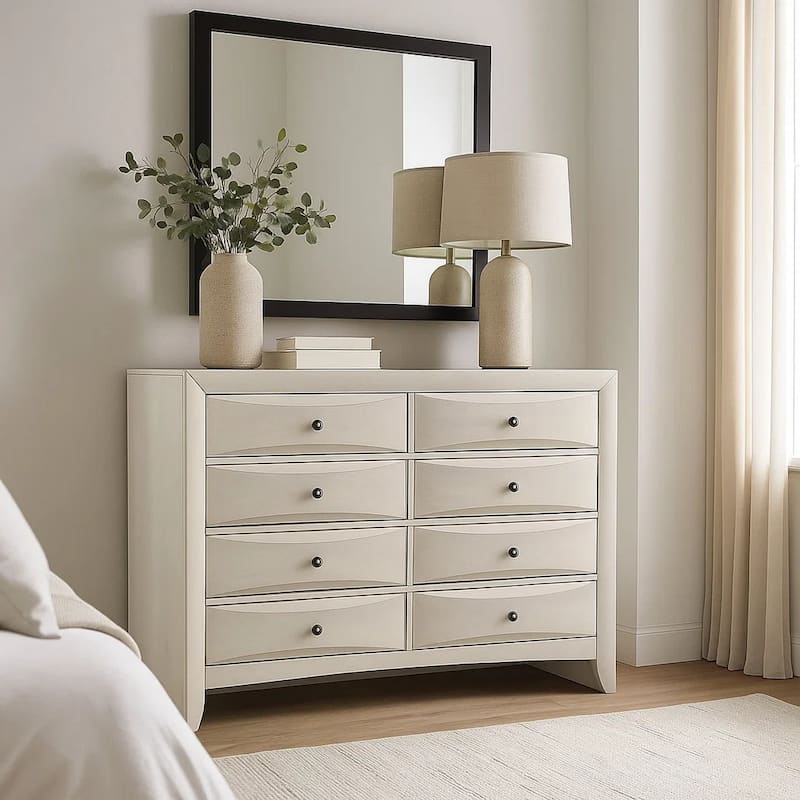 white wide dresser Aiho Modern 6 Drawer Wood Dressers, Chest of Drawers with Metal Handles for Living Room,Bedroom , White, Adult Unisex, Size: 1XL this item should be securely fixed to the wall Aiho, 6-Drawer Dresser, 47.5"W x