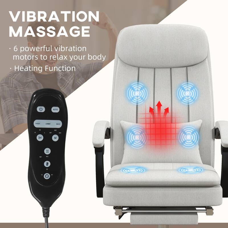 Vinsetto Microfibre Vibration Massage Office Chair, Heated Reclining Computer Chair with Footrest