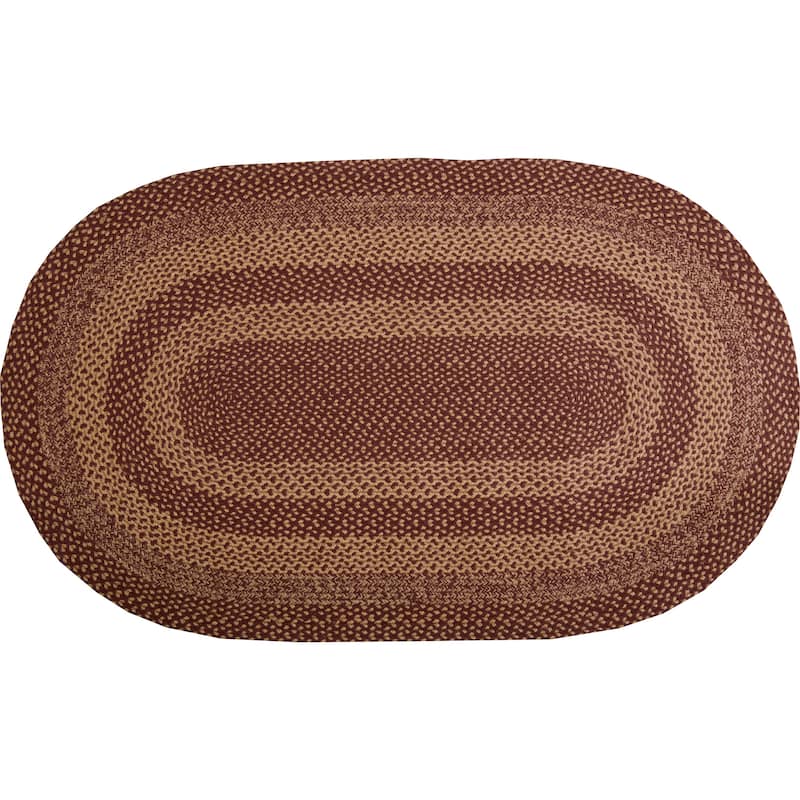 Burgundy Tan Jute Rug Oval w/ Pad 36x60 - 3' x 5' Oval