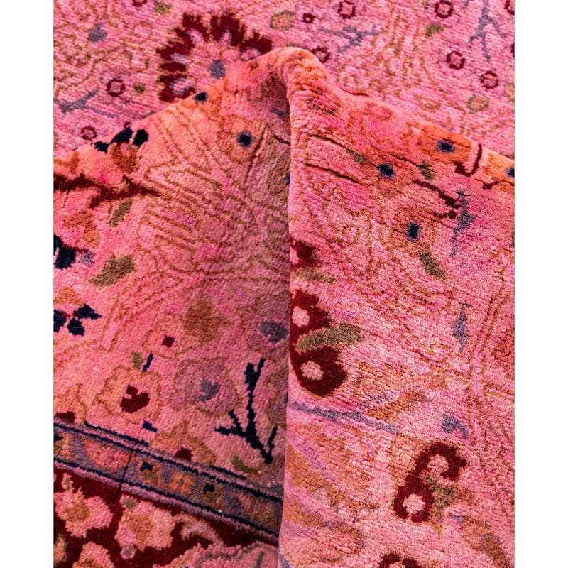 Overdyed One-of-a-Kind Hand-Knotted Runner Rug - Pink - 2' 7" x 18' 1"