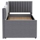 preview thumbnail 45 of 46, Daybed Captain Bed Upholstered Bed with Trundle and 3 Drawers, Elegance Stripe Design L-Shaped Upholstered Daybed Platform Bed