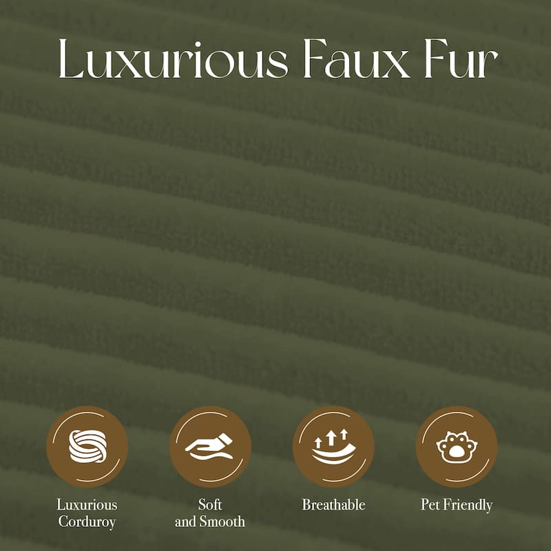 Oversized L-shaped Plush Corduroy Couch, Sectional Sofa with Deep Cushions and Chaise Lounge