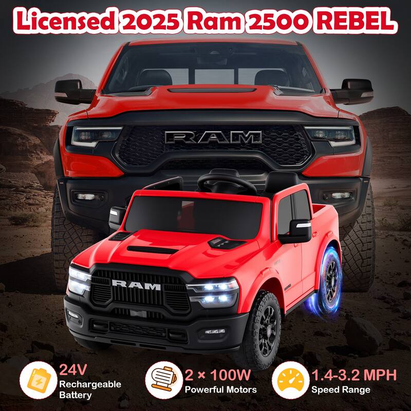 Gymax 24V 2 Seater Ride on Truck w/Remote Control 3 Speeds Bluetooth