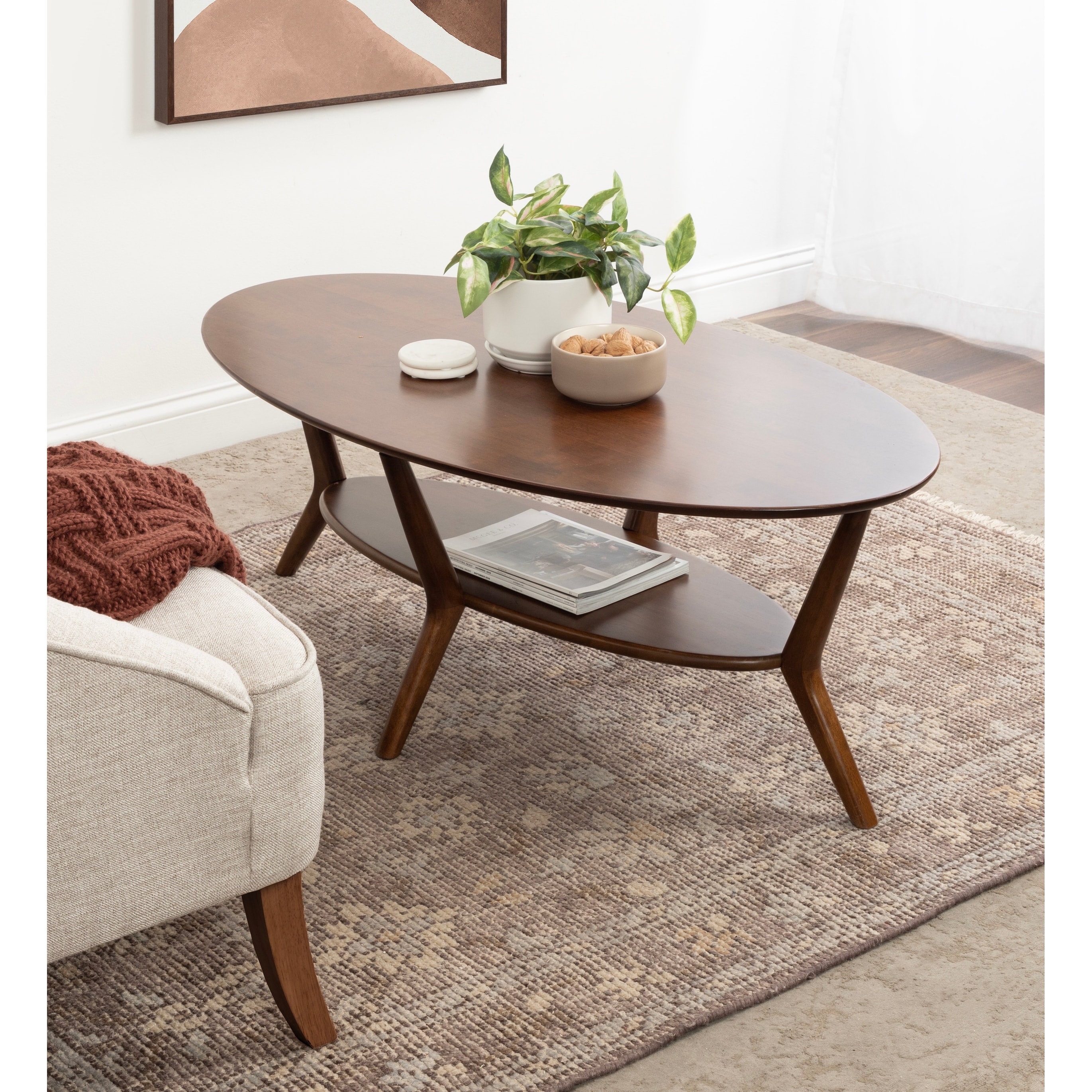 Kate and Laurel Nylah Oval Coffee Table 48x26x18 Natural