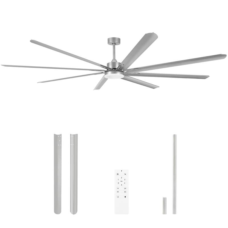 Moasis 96 Inch/80 inch Black Ceiling Fan with Light and Remote, DC Reversible Motor and 6 Speed