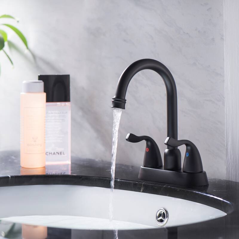 Modern 2 Handle Bathroom Sink Faucet with Pop-Up Drain and 2 Water Supply Lines, Anti-Corrosion and Scratch Resistant