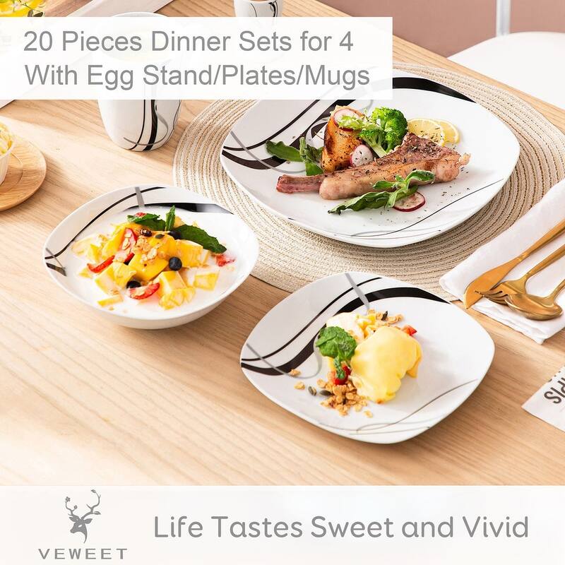 VEWEET Fiona Porcelain Dinnerware Set