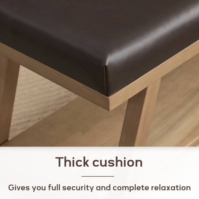 Solid Wood Shoe Bench with Cushion Entryway Shoe Bench