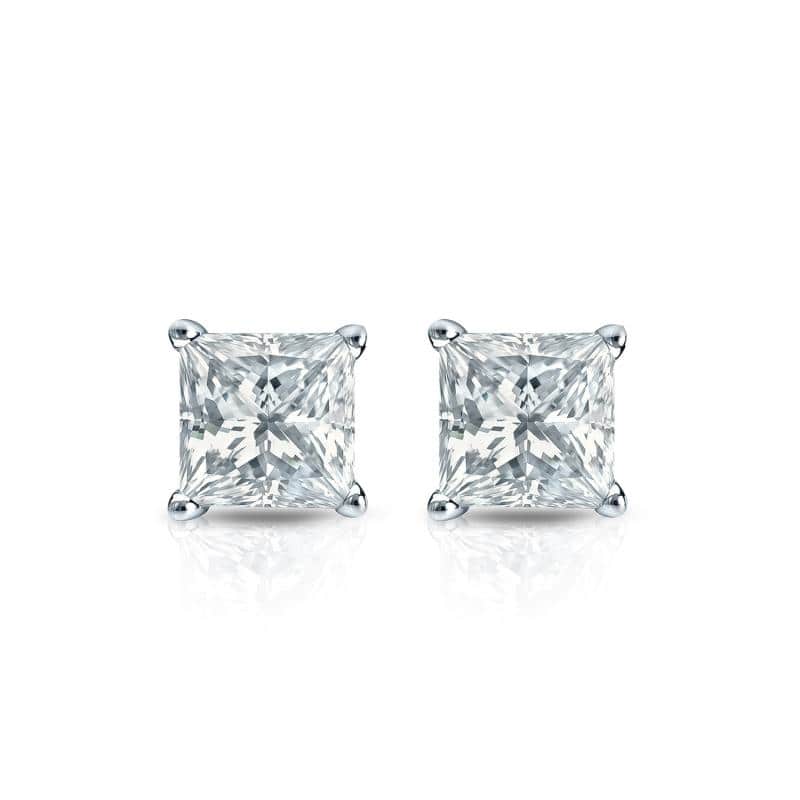 Auriya 18-karat Gold Lab Grown 0.40 carat TDW Princess Diamond Stud Earrings 4-Prong Basket Push-back