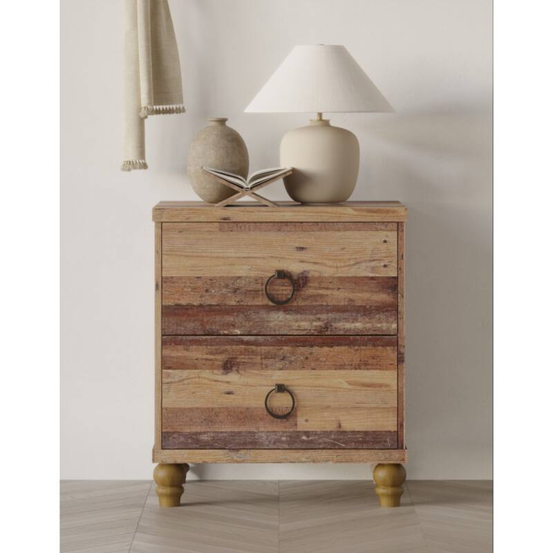 Jethro 2 Drawer Nightstand - Vintage Oak - 2-drawer