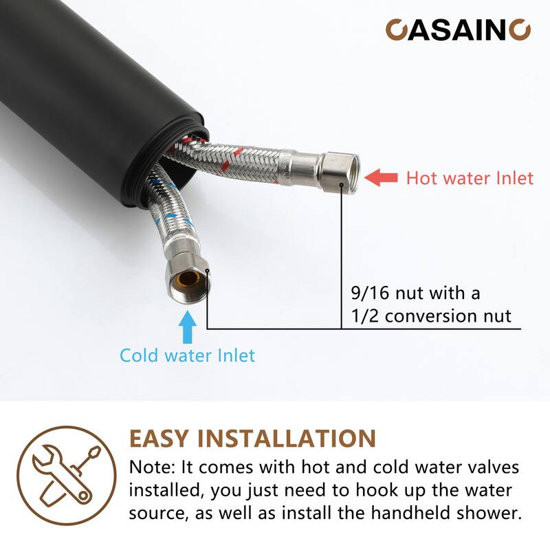 CASAINC Single-Handle Freestanding Floor-Mount Roman Tub Faucet with Handheld Shower