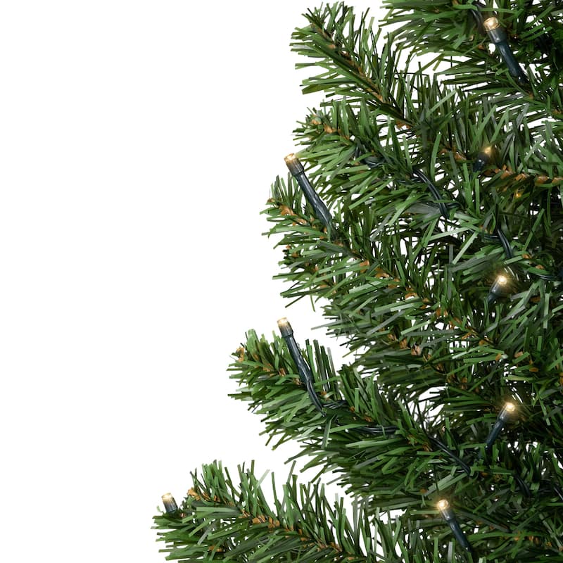 3' Green Medium Canadian Pine Artificial Tree Clear White LED - 3 Foot