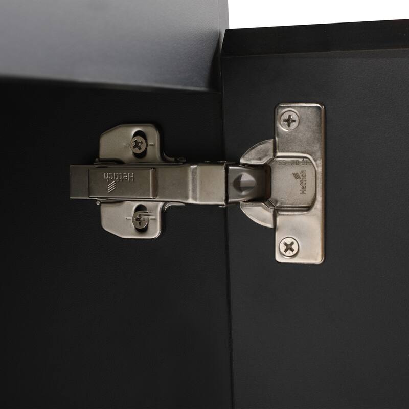 Plywood Wall Mounting Bathroom Vanity Set in Black with Integrated Ceramic Sink