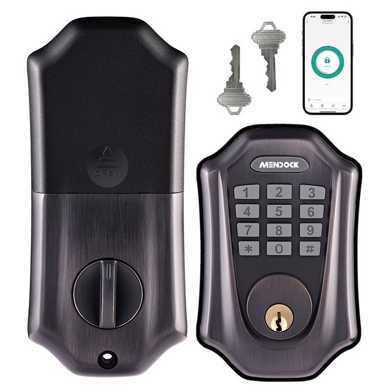 Smart Lock with Auto-Lock, Bluetooth and App Control - Black