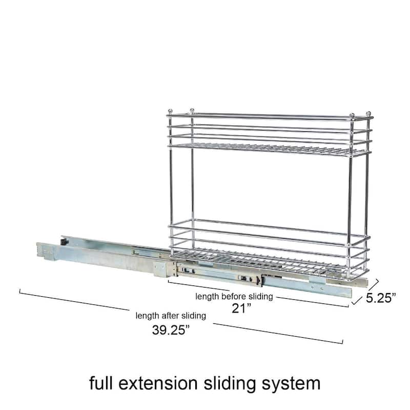 Household Essentials Sliding Organizer, Chrome - 21.0"L x 5.0"W x 17.5"H