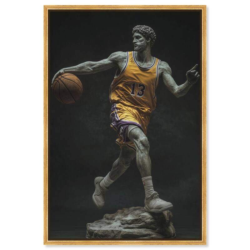 Basketball Sculpture II Canvas by Art Remedy - Gold - 16" x 24"