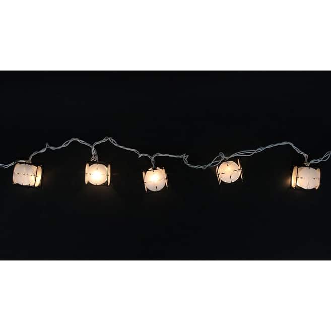 10 Pearlized White and Black Lantern Party Patio Christmas Lights - 7.5 ft White Wire - 7.5'