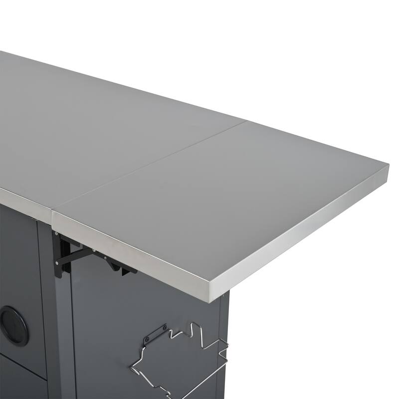 Foldable Outdoor Prep Station BBQ Cart with Trash Rack, Portable Kitchen Island Grill Cart with Foldable Top