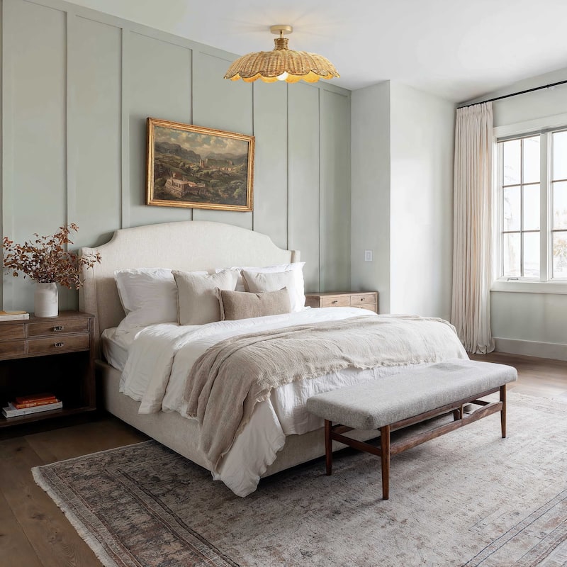 Aurelia Rattan Flush Mount - Rattan Natural 1-Light Handwoven Ceiling Light for Dining Room or Living Room in Modern, Boho Style